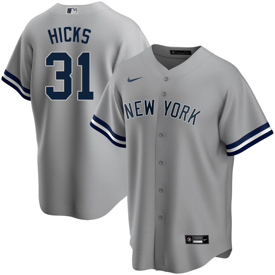 2020 Nike Men #31 Aaron Hicks New York Yankees Baseball Jerseys Sale-Gray